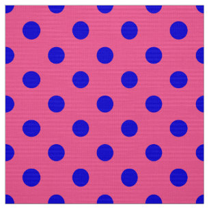 Blue On Pink Polka Dots Pattern Design Fabric