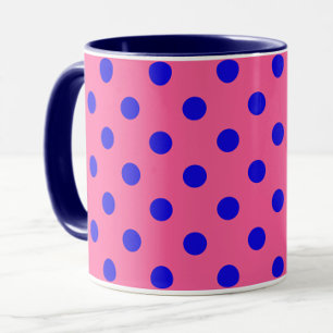 Blue On Pink Polka Dots Pattern Design Mug