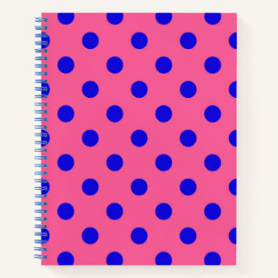 Blue On Pink Polka Dots Pattern Design Notebook