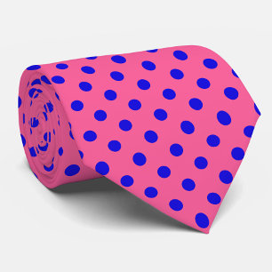 Blue On Pink Polka Dots Pattern Design Tie