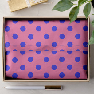 Blue On Pink Polka Dots Pattern Design Tissue Paper