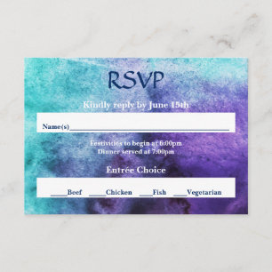 Blue on Purple Watercolor - RSVP Card