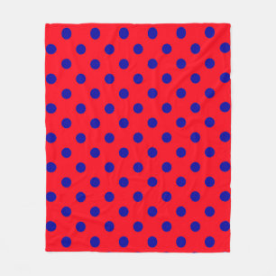 Blue On Red Polka Dots Pattern Design Fleece Blanket
