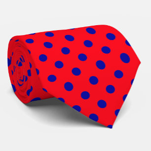 Blue On Red Polka Dots Pattern Design  Tie