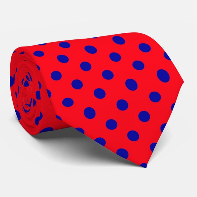 Blue On Red Polka Dots Pattern Design  Tie (Creator Uploaded)