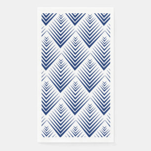 Blue on White Fan Flowers Art Deco Pattern    Napkin