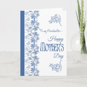 Blue on White Floral Mother's Day Card Grandmother