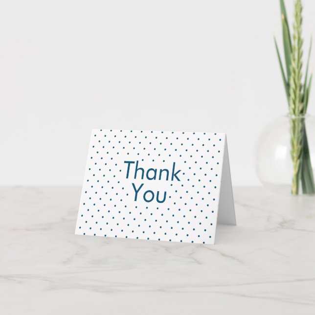 Blue on White Polka Dots Thank You Card (Front)