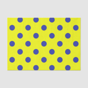 Blue On Yellow Polka Dots Pattern Design Tissue Paper