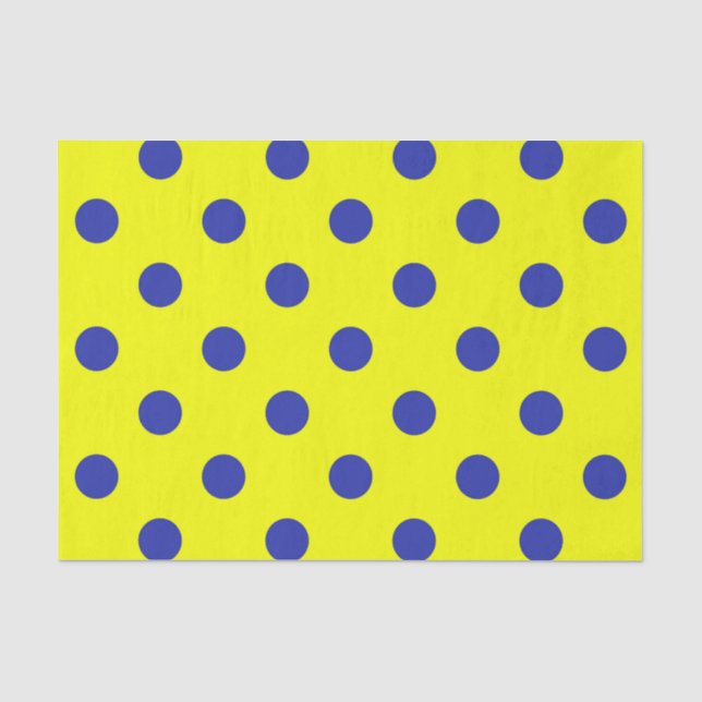 Blue On Yellow Polka Dots Pattern Design  Tissue Paper (Front)