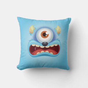 Blue One Eyed Monster  Throw Pillow