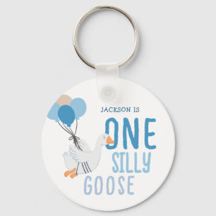 Blue One Silly Goose 1st Birthday Keychain
