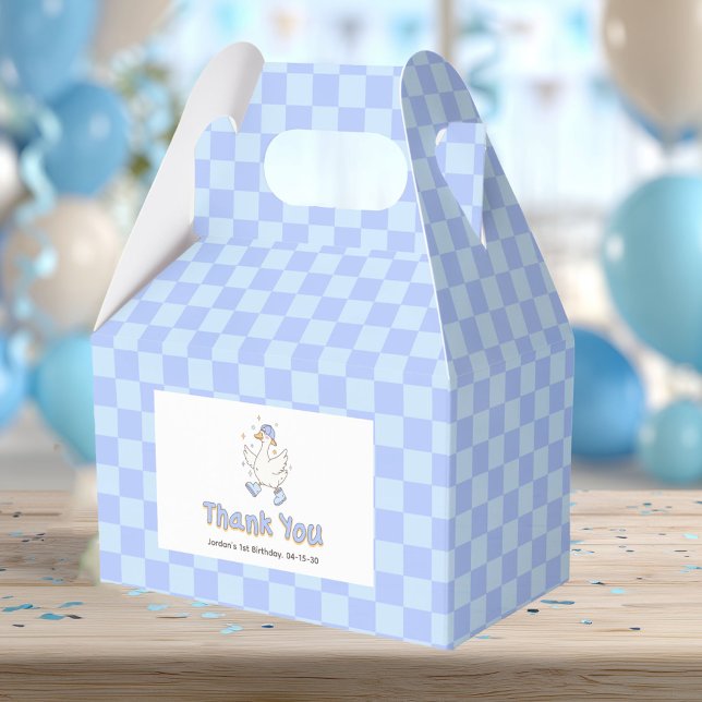 Blue One Silly Goose - Boy First Birthday Favor Box (Blue One Silly Goose. Girl First Birthday Favor boxes.)