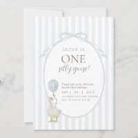 Blue One Silly Goose First Birthday Invitation