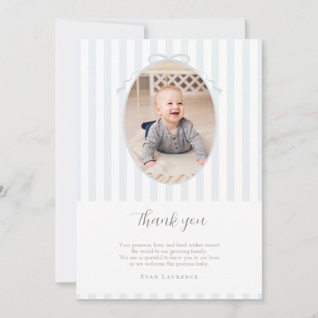 Blue One Silly Goose Photo Thank You Card (Front)