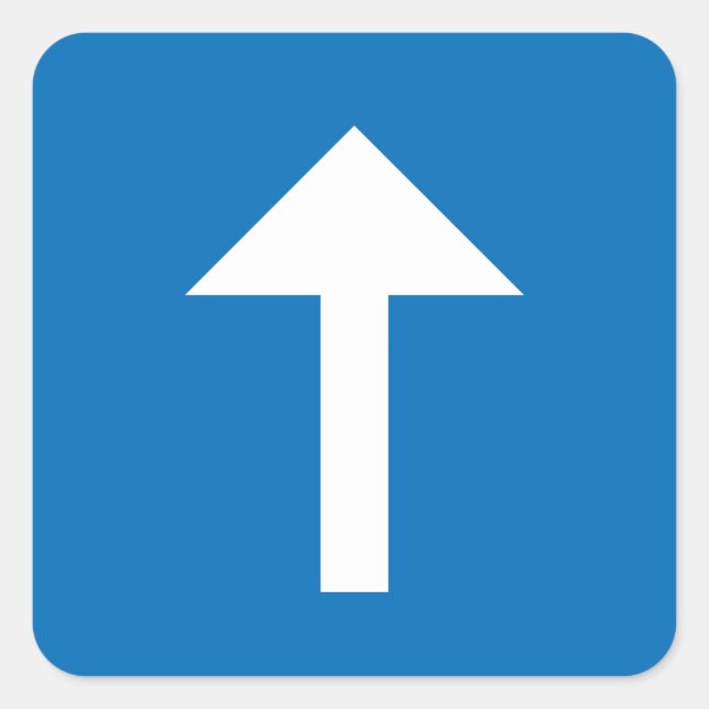 Blue One-Way Traffic Sign Up Arrow Road Symbol  Square Sticker (Front)