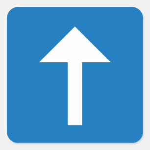 Blue One-Way Traffic Sign Up Arrow Road Symbol  Square Sticker