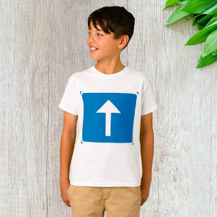 Blue One-Way Traffic Sign Up Arrow Road Symbol T-Shirt