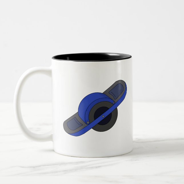 Blue One Wheel Two-Tone Coffee Mug (Left)