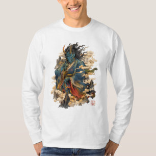 Blue Oni Demon Warrior Japanese Yokai Mythology T-Shirt
