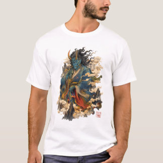 Blue Oni Demon Warrior | Japanese Yokai Mythology T-Shirt