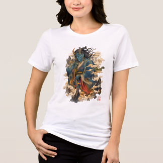 Blue Oni Demon Warrior | Japanese Yokai Mythology Tri-Blend Shirt