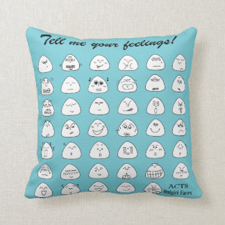 Blue Onigiri Throw Pillow