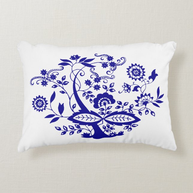 Blue Onion Style Element Personalize Accent Pillow (Front)