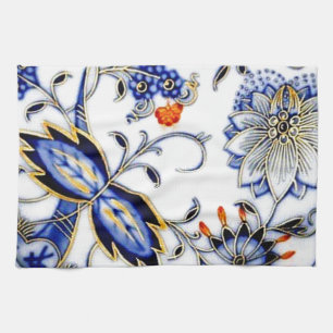 Blue Onion Vintage China Plate Pattern Kitchen Towel