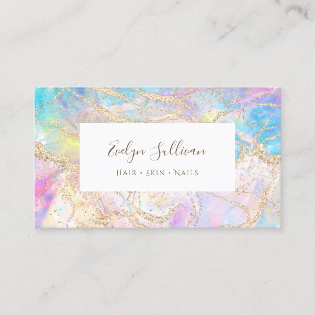 blue opal background business card (Front)