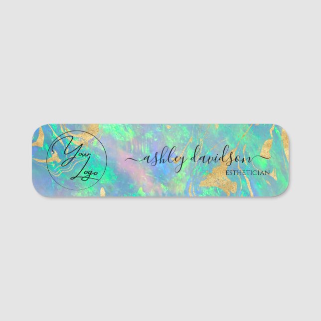 Blue Opal Business Logo Name Tag (Front)
