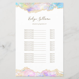 Blue opal design price list flyer