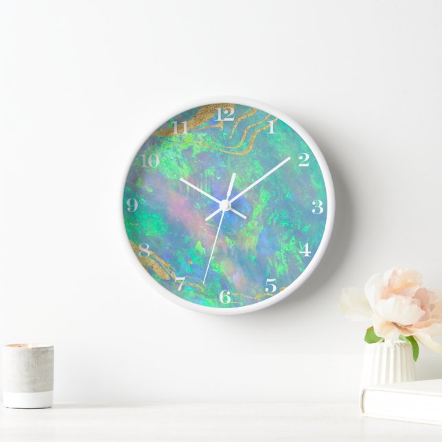 Blue Opal Stone Wall Clock (Home)
