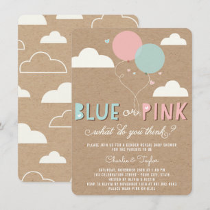 Blue or Pink Baby Gender Reveal Party Invite