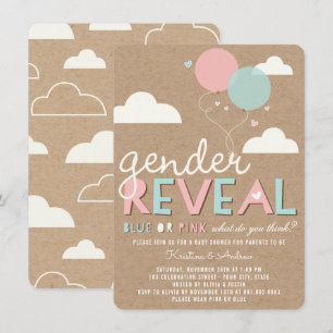 Blue or Pink Baby Gender Reveal Party Invite
