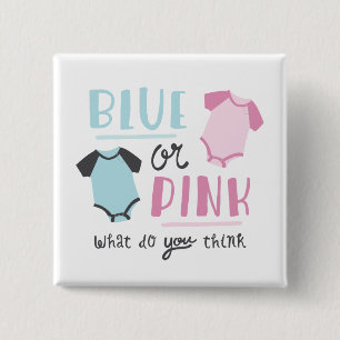 Blue or Pink Baby Gender Reveal Party Shower 2 Inch Square Button