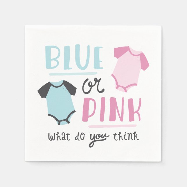 Blue or Pink Baby Gender Reveal Party Shower Napkin (Front)