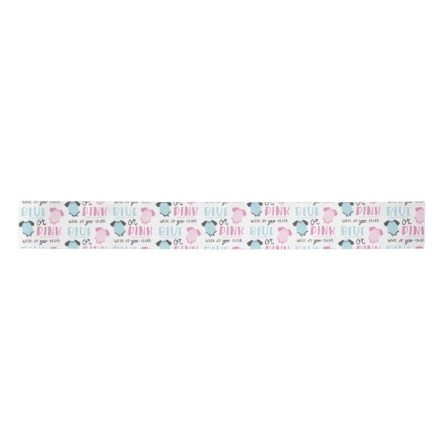 Blue or Pink Baby Gender Reveal Party Shower Satin Ribbon (Front)