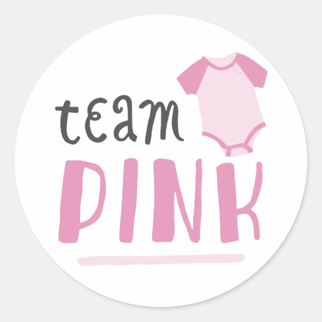 Blue or Pink Baby Gender Reveal | Team Pink Classic Round Sticker (Front)