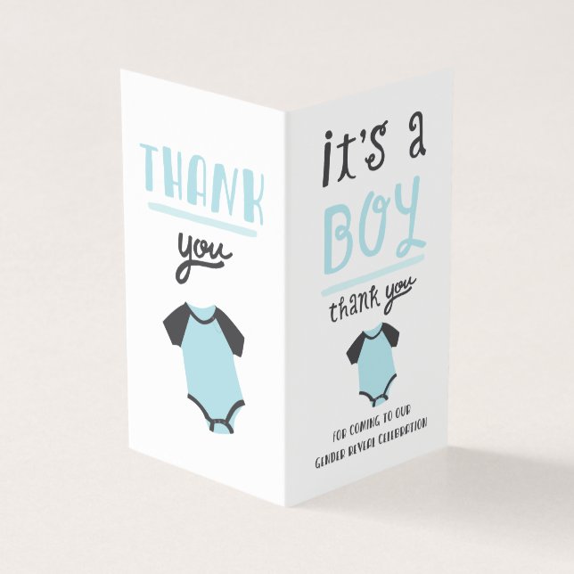 Blue or Pink Baby Gender Reveal Thank You | Blue Business Card (Outside)