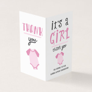 Blue or Pink Baby Gender Reveal Thank You   Pink Business Card