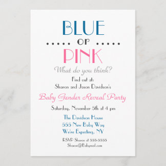 Blue or Pink Gender Reveal Invitation