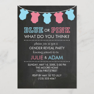 Blue or Pink Gender Reveal Party Invite Chalkboard