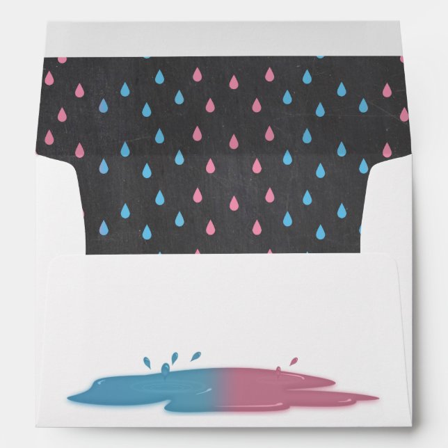 Blue Or Pink? Raindrops Gender Reveal Envelope (Back (Bottom))