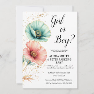 Blue or Pink Watercolor Gender Reveal Invitation