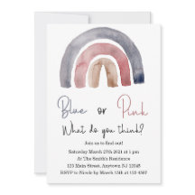 Blue or Pink What Do You Think Rainbow  Invitation