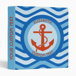 Blue Orange Anchor Sailor Binder