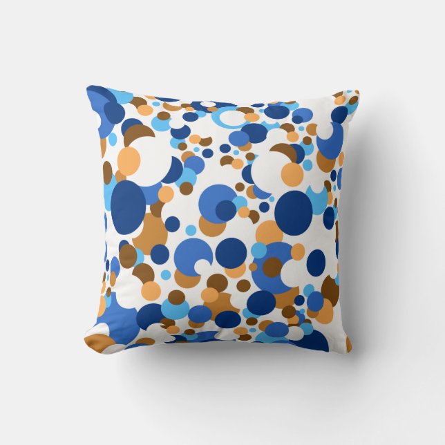 Blue, orange and brown confetti throw pillow (Front)