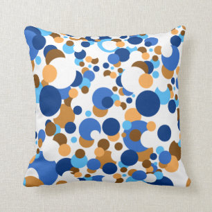 Blue, orange and brown confetti throw pillow