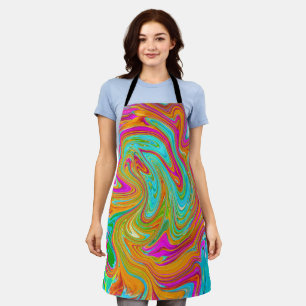 Blue, Orange and Hot Pink Groovy Abstract Retro Apron